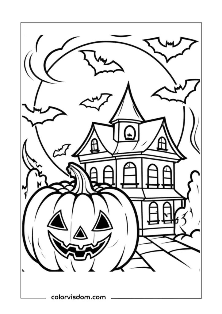 Pumpkin with a Haunted House