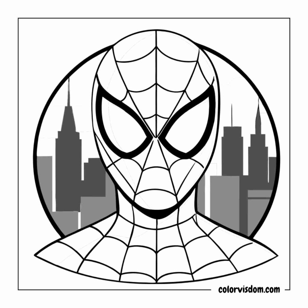 Spiderman’s Mask and Cityscape