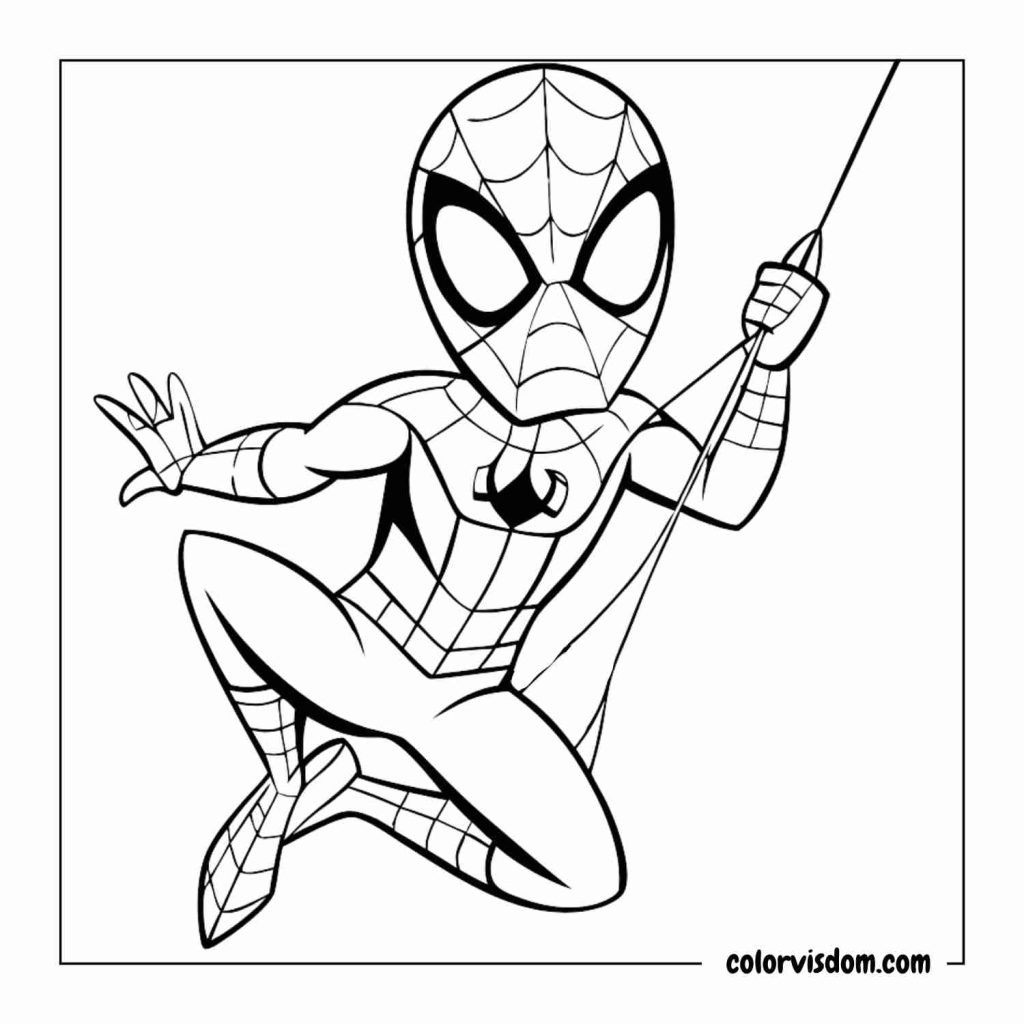 Spiderman swinging with webs