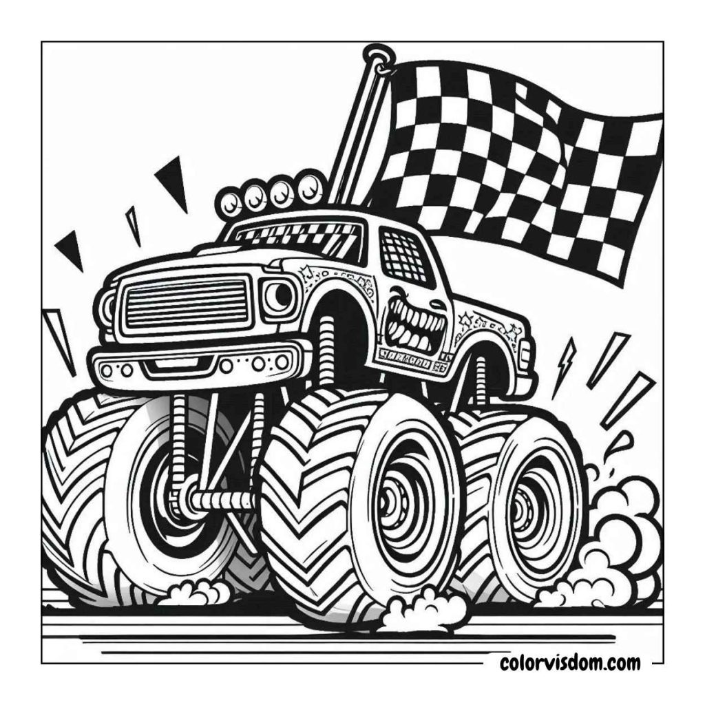 Monster Truck with a Checkered Flag