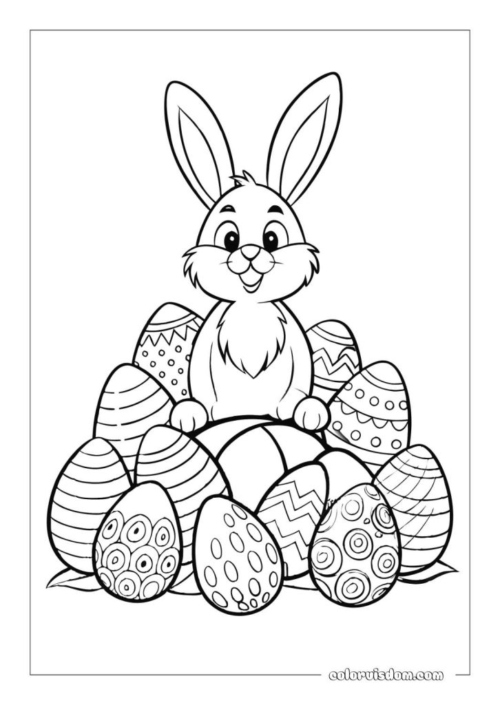 Easter Bunny Surrounded by Eggs