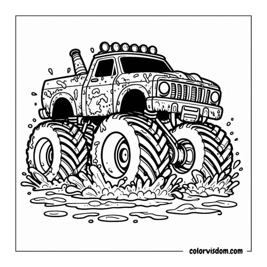 Monster Truck with Mud Splashes