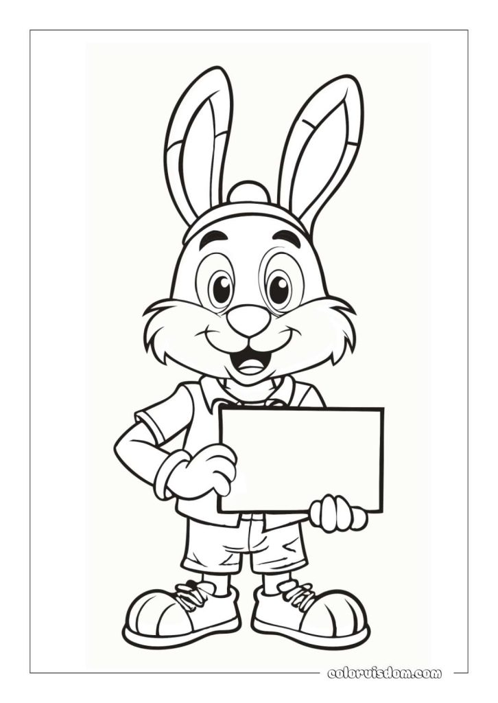 Easter Bunny Holding a Sign