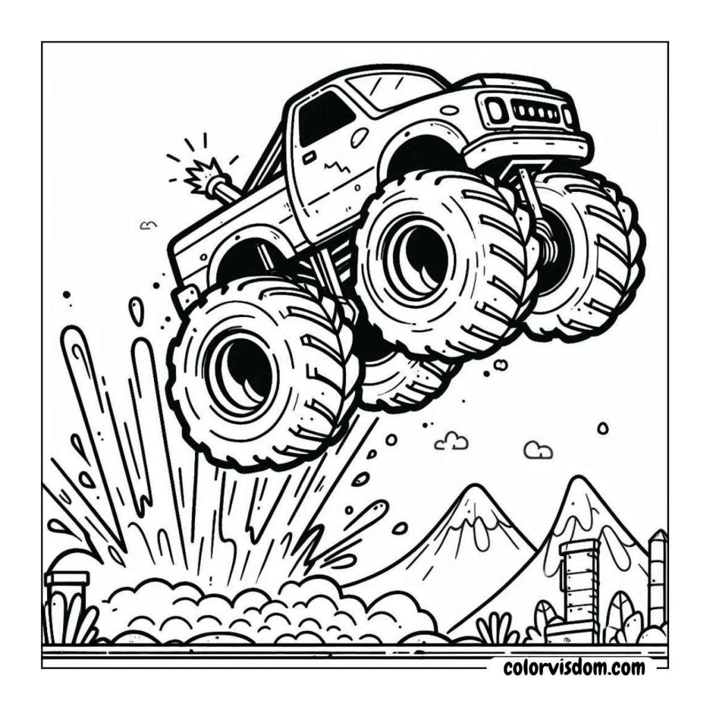 Monster Truck in Mid-Air