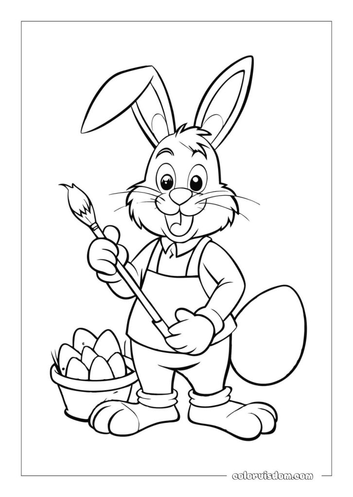 Easter Bunny Painting an Egg