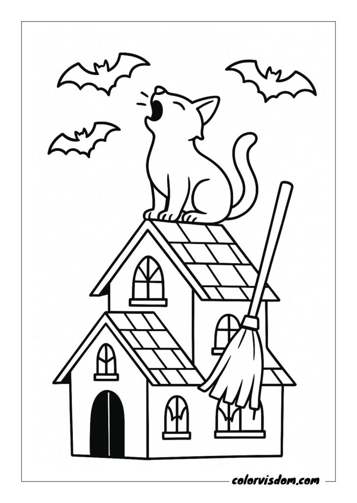 Color in the Edges of the Rooftop Cat of the House