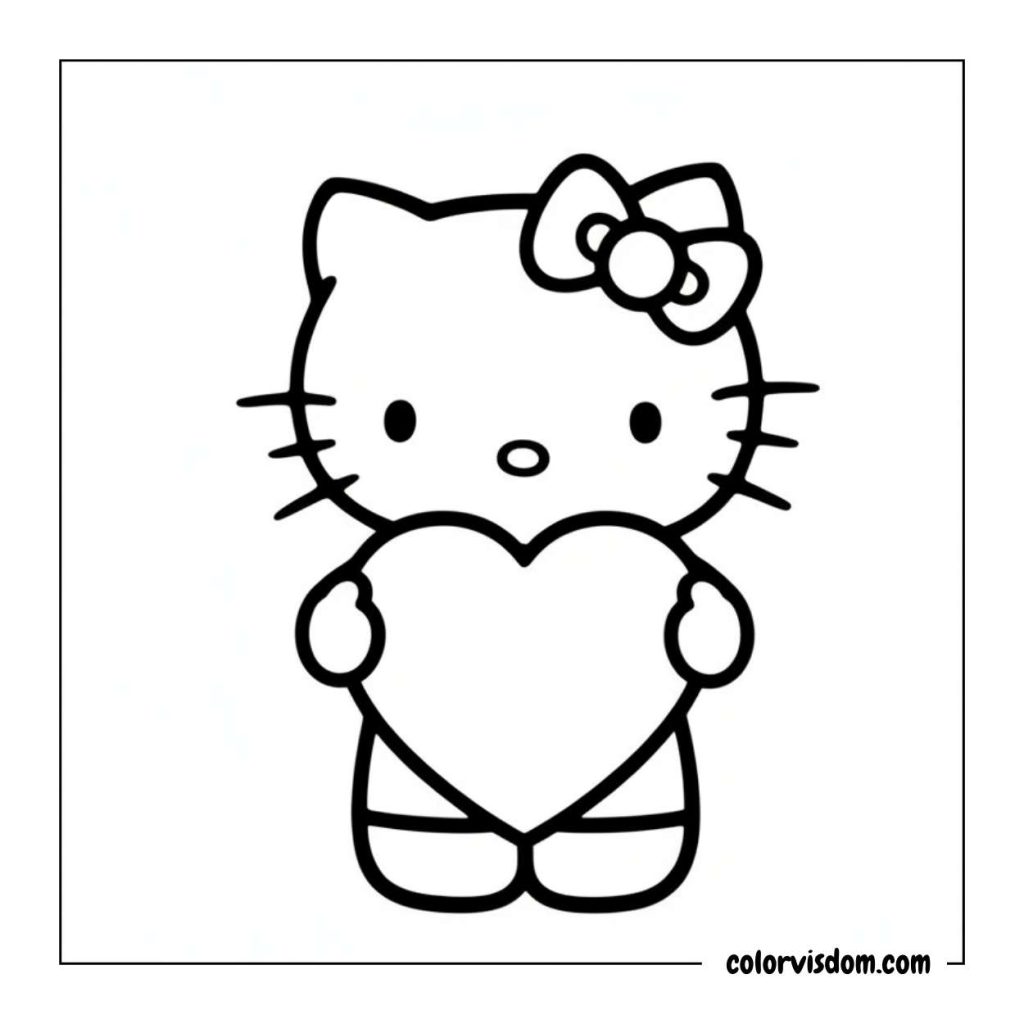 Hello Kitty holding a big heart shape with both hands