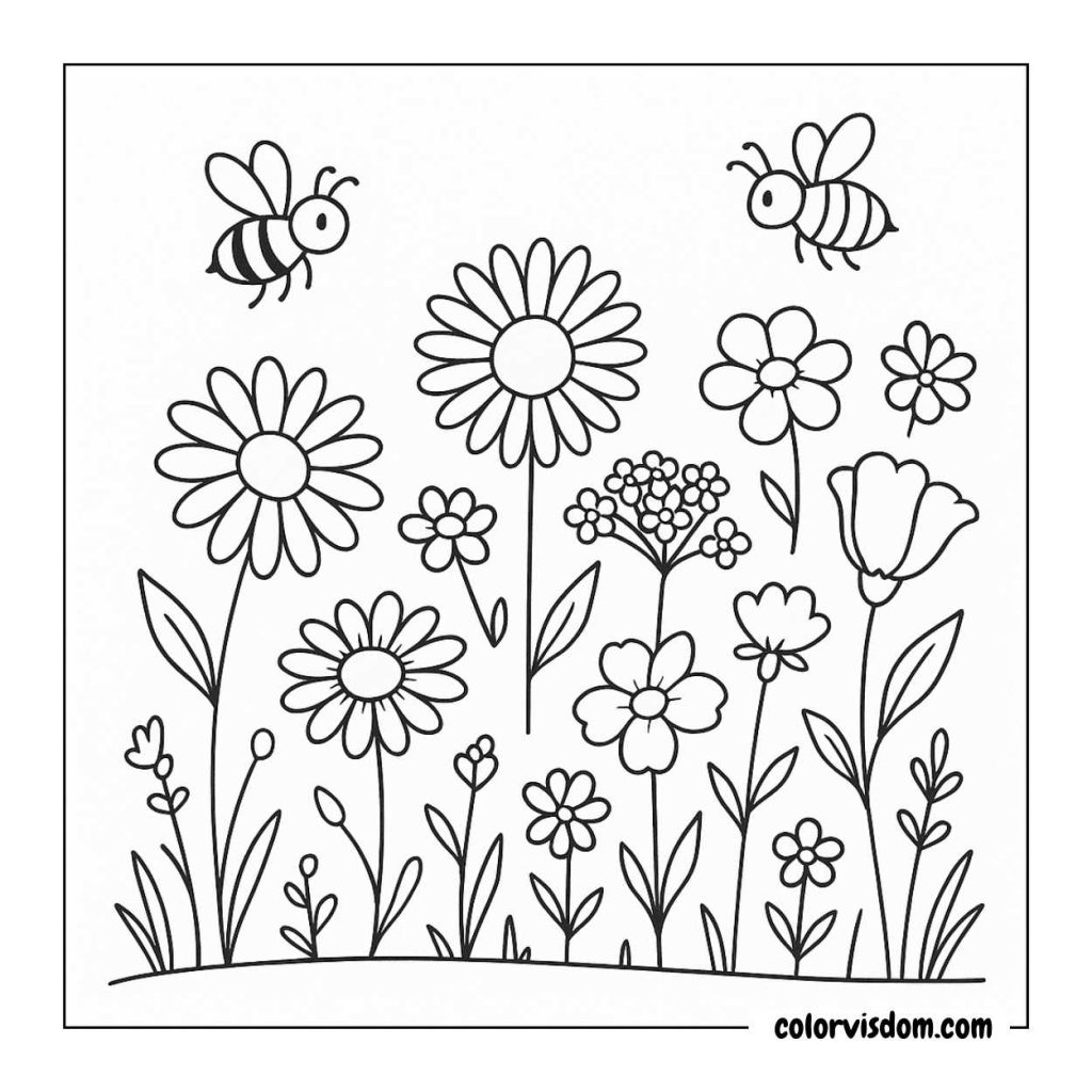 Wildflower Meadow with Bees.