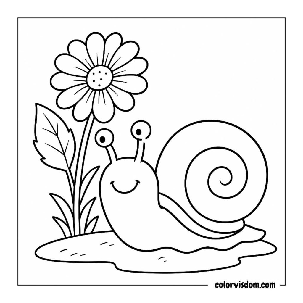 Snail Near a Flower