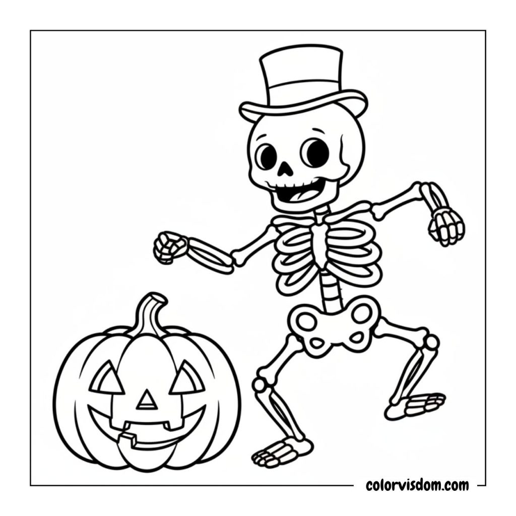 Dancing Skeleton with Pumpkin