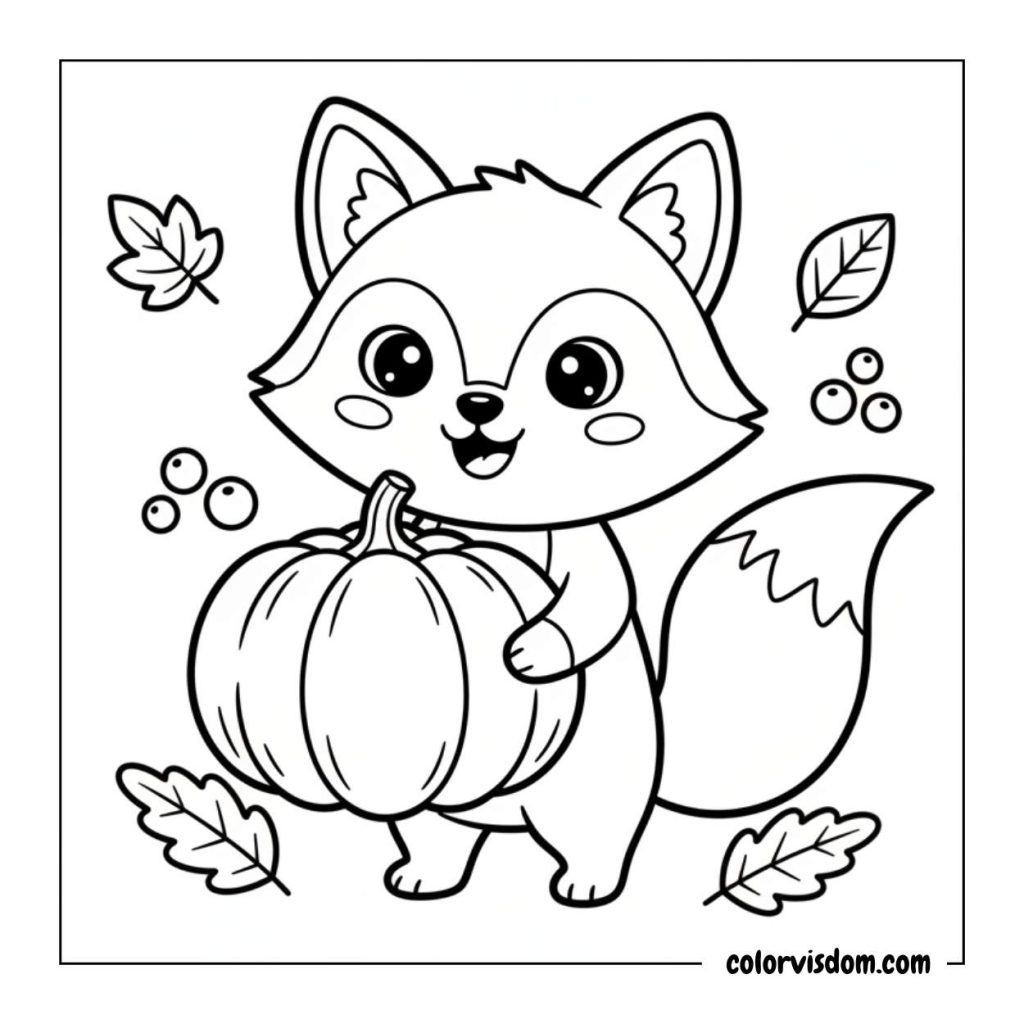 Little Foxes with Pumpkins
