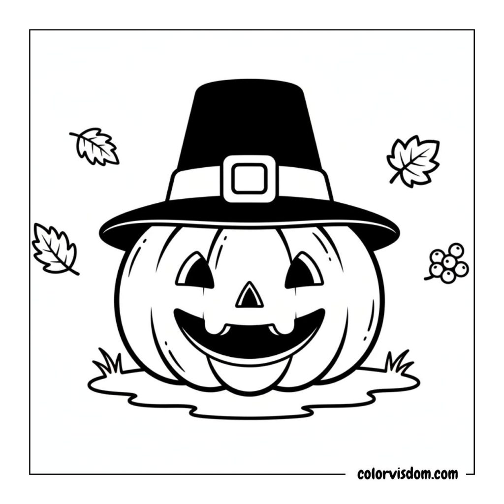 Pumpkin Wearing a Pilgrim Hat