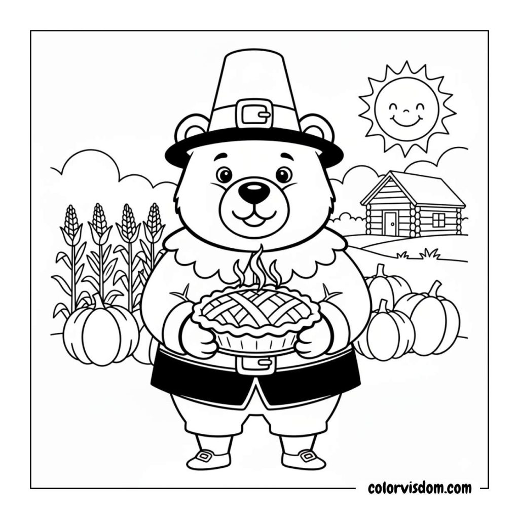 Bear in a Pilgrim Outfit