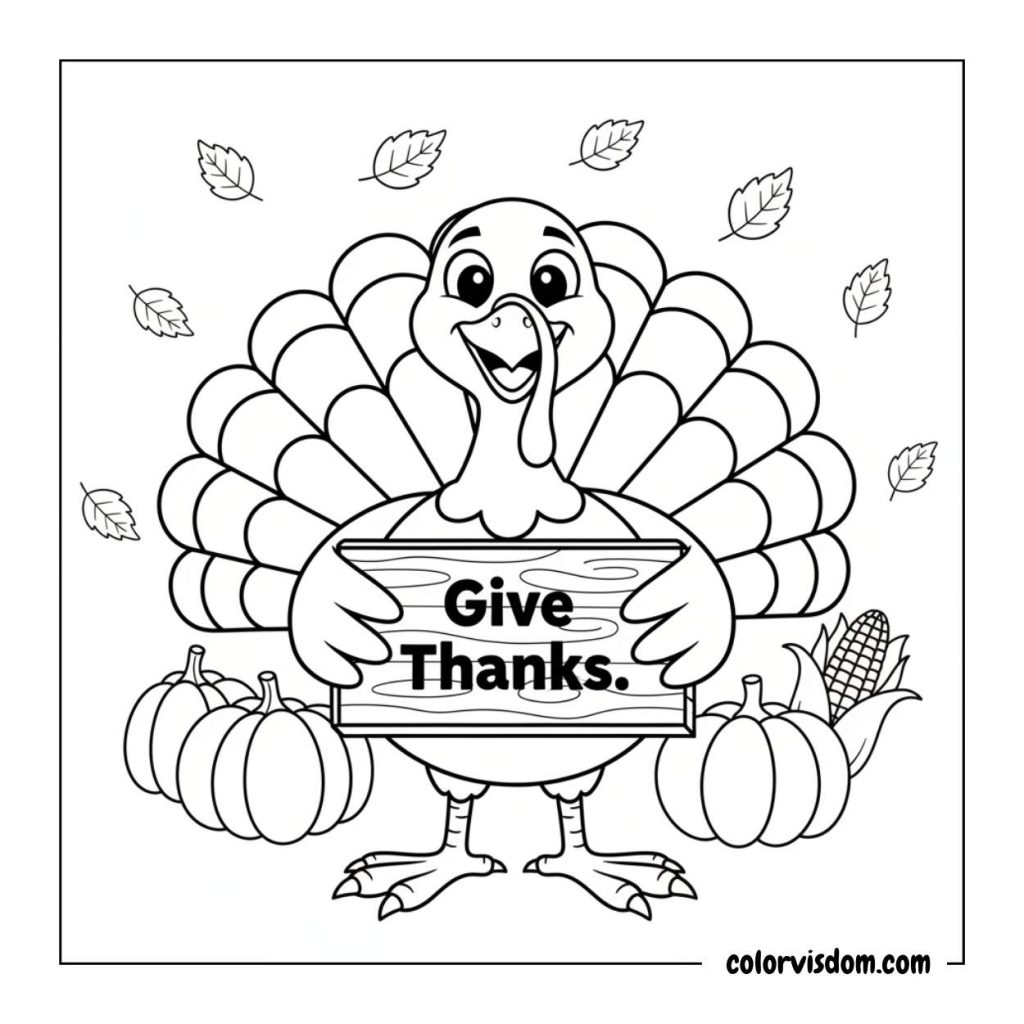 Turkey Holding a “Give Thanks” Sign