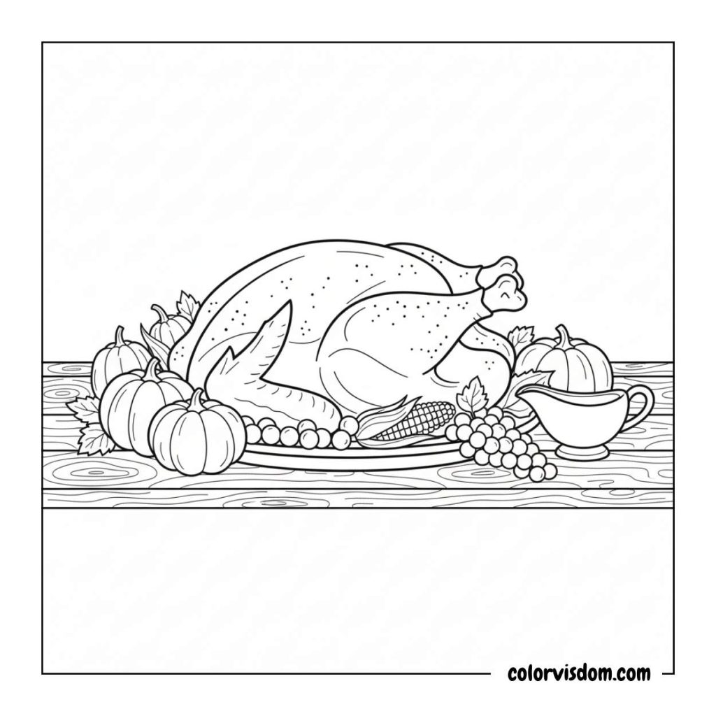 Roasted Turkey on a Dinner Table