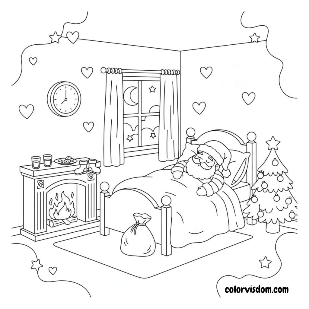 Santa Sleeping After Delivering Gifts
