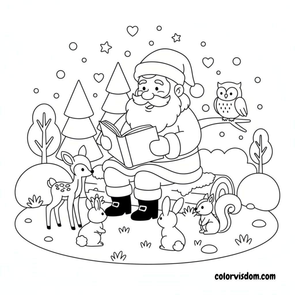 Santa Reading to Forest Animals