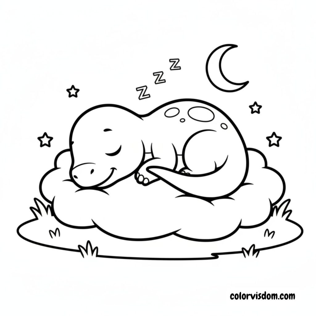 Cute dinosaur sleeping peacefully