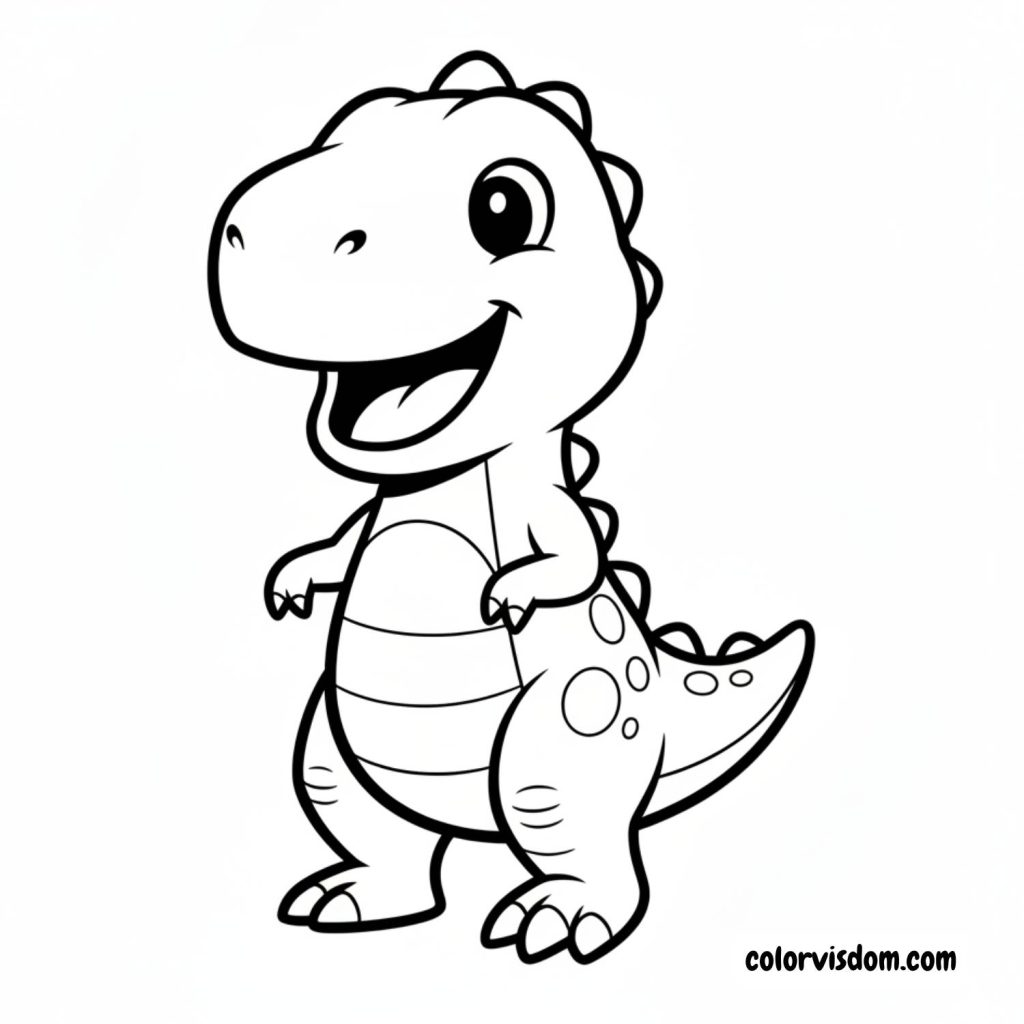 Happy dinosaur with big eyes and tiny arms