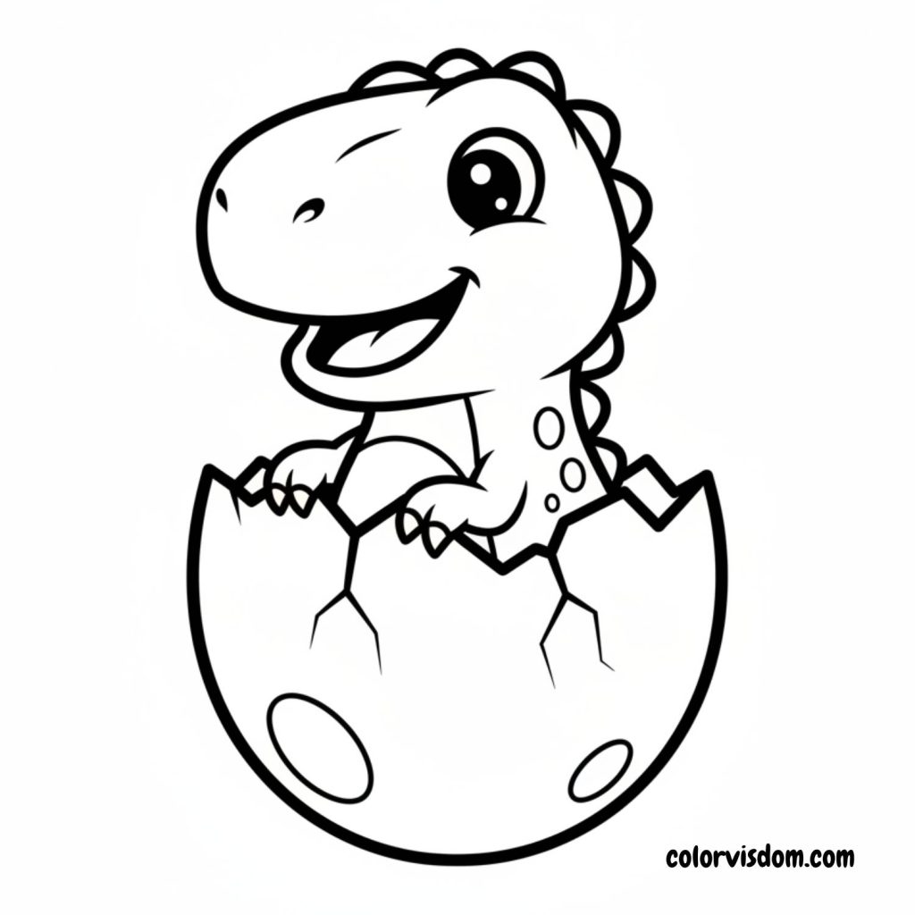 Cute dinosaur hatching from an egg