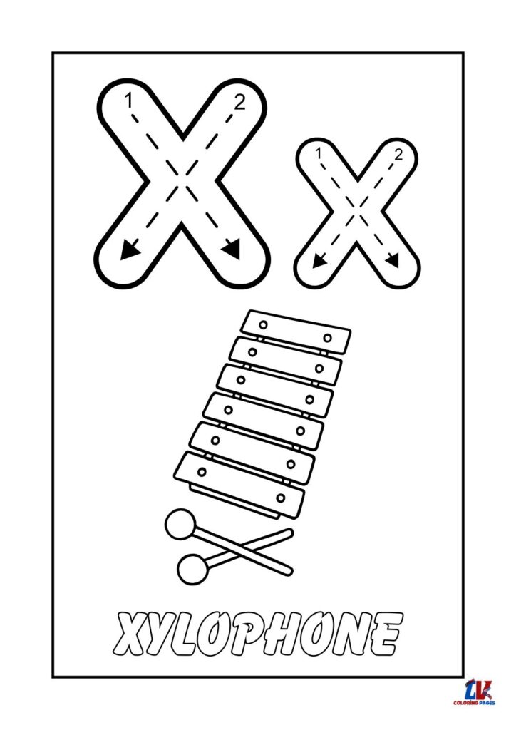 "X" Letter Tracing Worksheets
