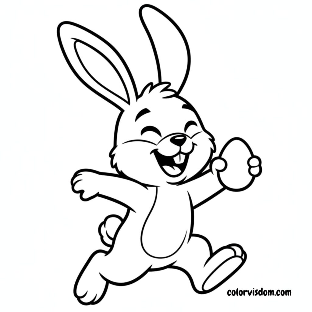 Easter Bunny jumping happily