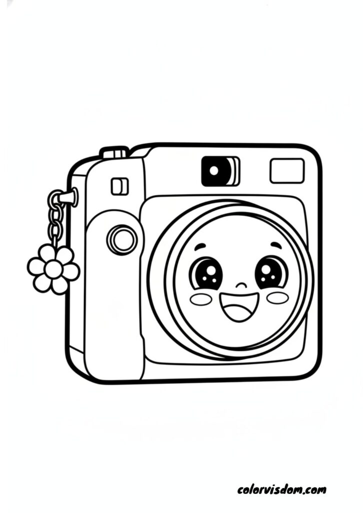 Retro Camera with Flower Charm