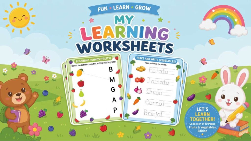 Fruits & Vegetables Beginning Sounds & Word Tracing Worksheets | Pre-K & Kindergarten